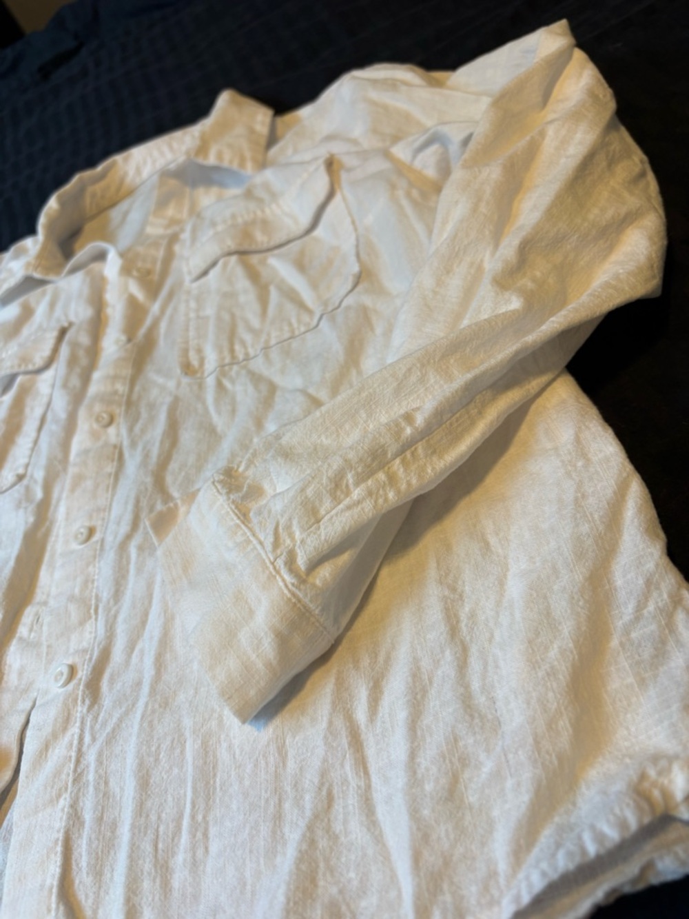 White Linen Button-Up Shirt - Picture 5 of 7